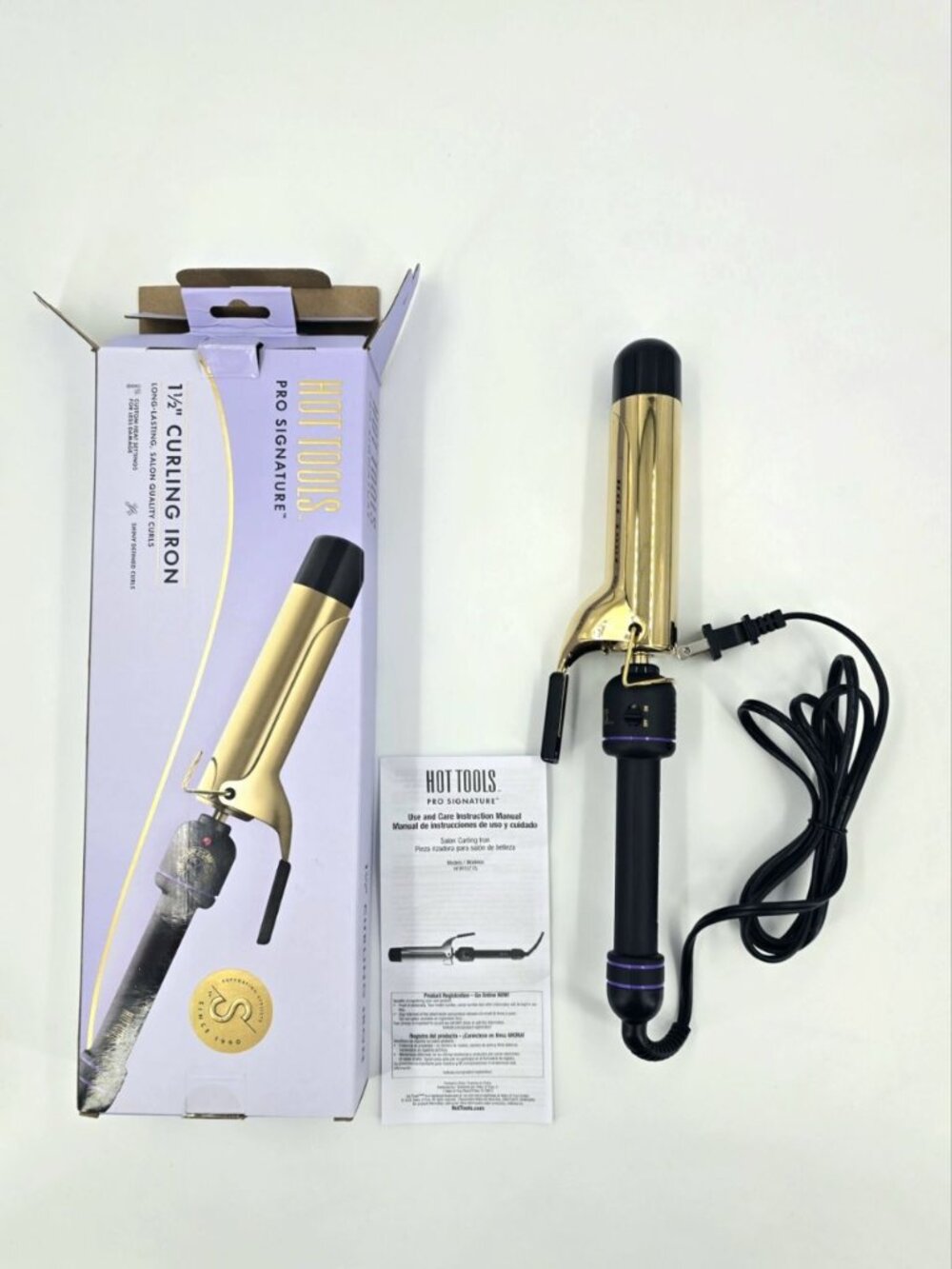 Hot Tools Pro Signature Gold Barrel Curling Iron 1-1/2" 430°F Works